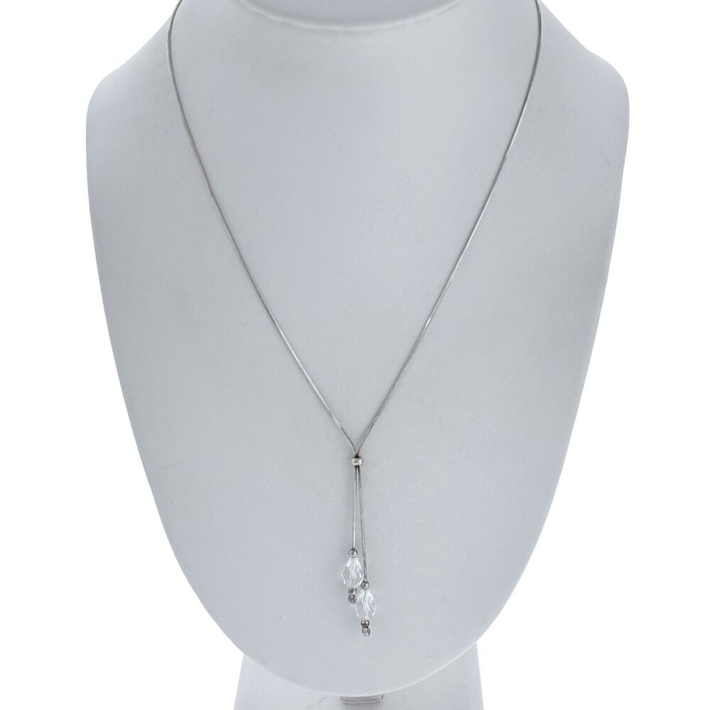 Vintage Italy Dyadema Sterling Silver 925 Crystal Lariat Necklace 17"